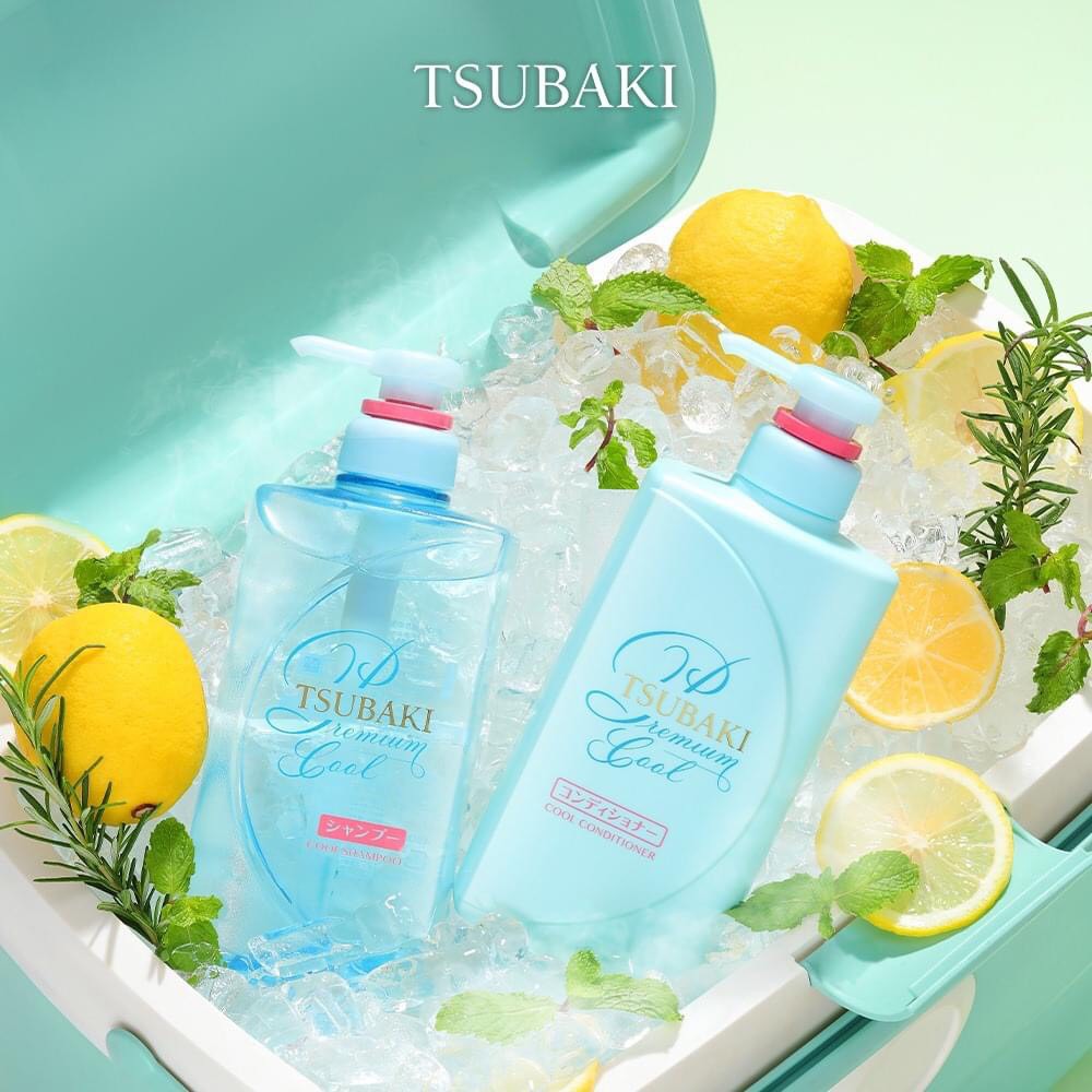 Set gội xả Tsubaki Prenium Cool mát lạnh sạch dầu - Chai 490ml