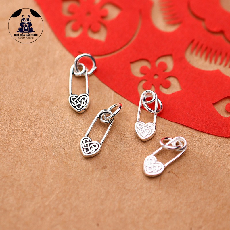 💖 Charm bạc s925 hình ổ khóa trái tim đồng tâm may mắn (charm treo) size 14*6*2mm - Panda House