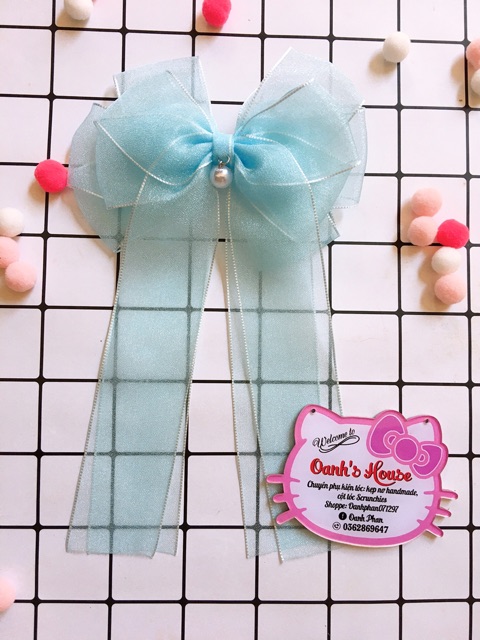 Kẹp nơ voan nhũ cao cấp