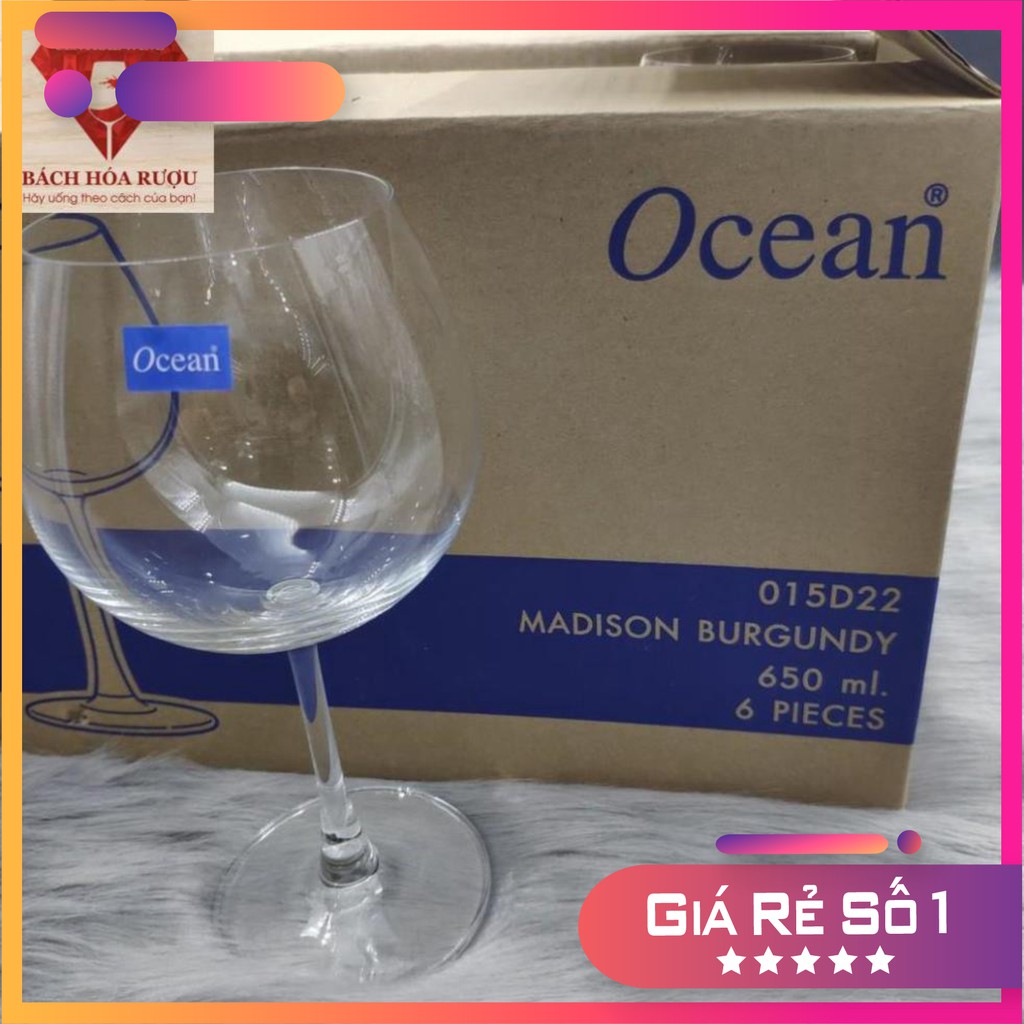 Ly rượu vang thủy tinh Ocean Madison Burgundy - 650ml - 15A21 (Bộ 06 ly - Hàng Nhập ThaiLand)
