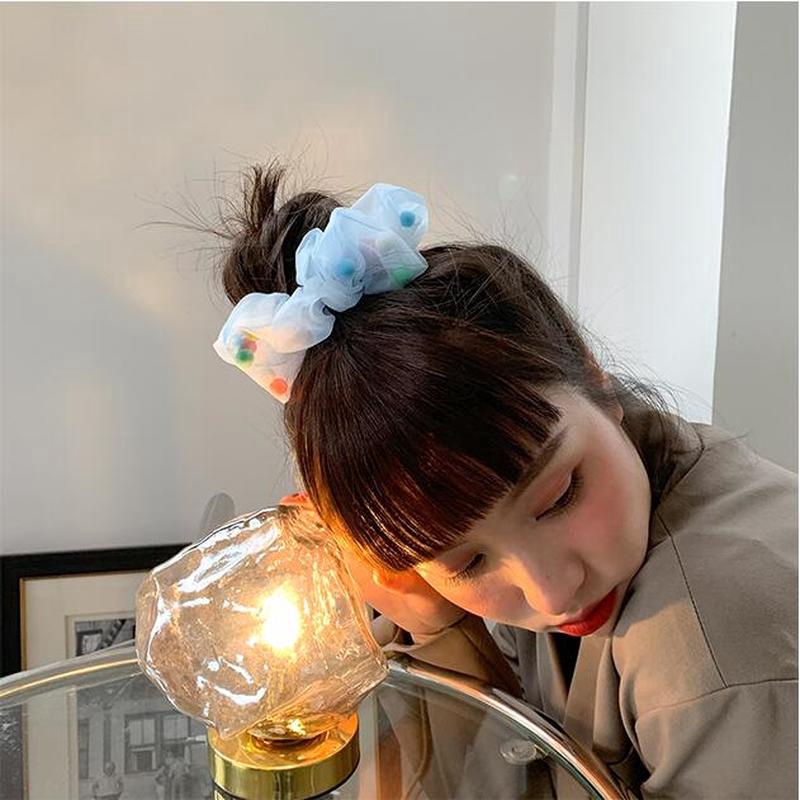 We Flower Dây Cột Tóc Đuôi Ngựa Bằng Vải Organza Phối Ren Nhiều Màu Phong Cách Hàn Quốc Cho Nữ