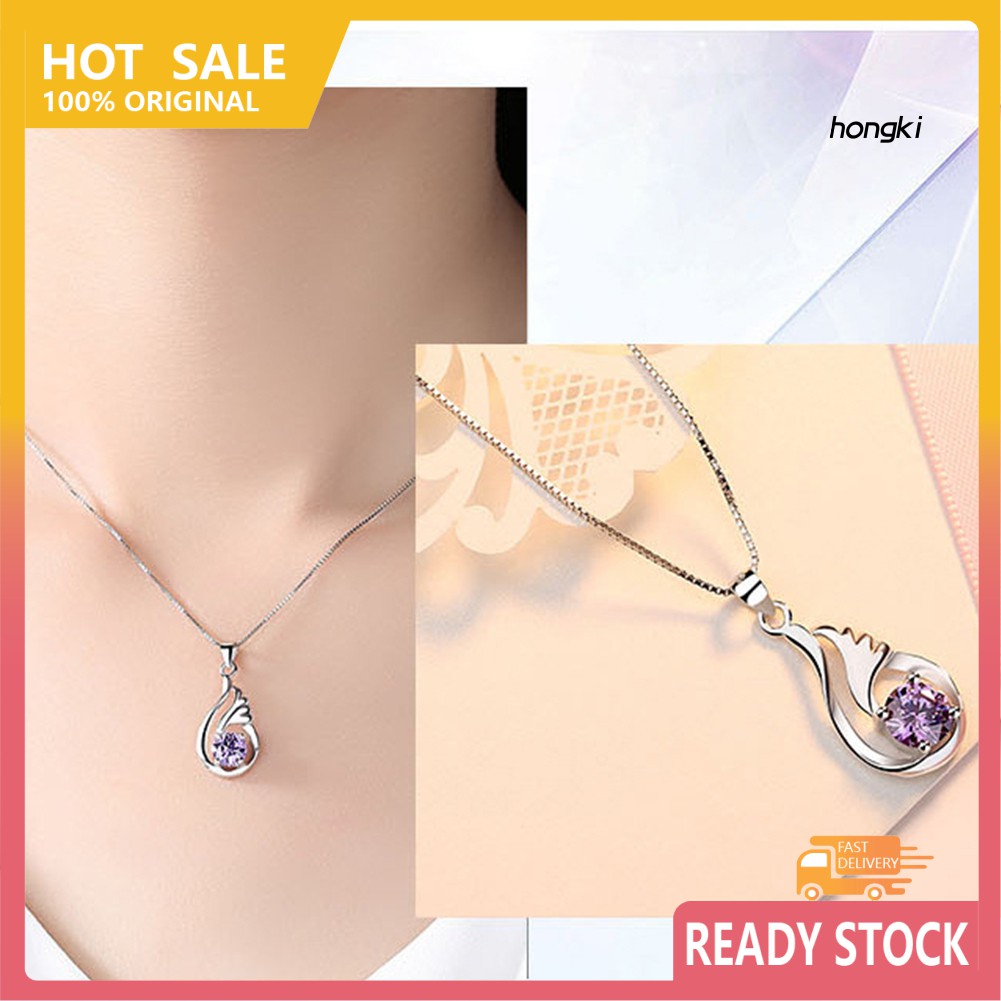 (Hàng Mới Về) vòng cổ Mặt Hình Đôi Cánh Thiên Thần Đính Đá Zircon Thời Trang Cho Nữ