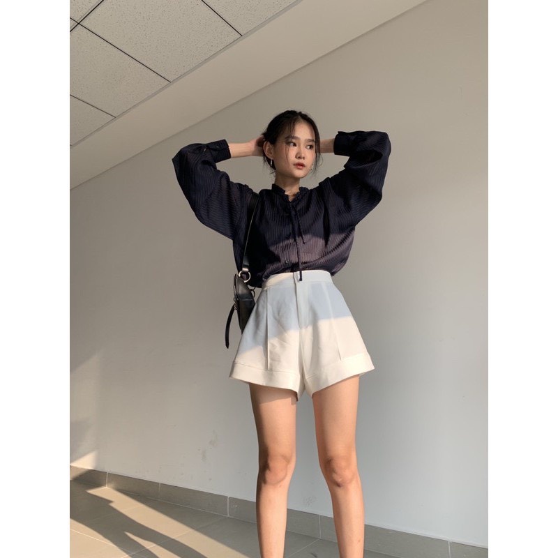 Quần Short Gân Cạp Cao