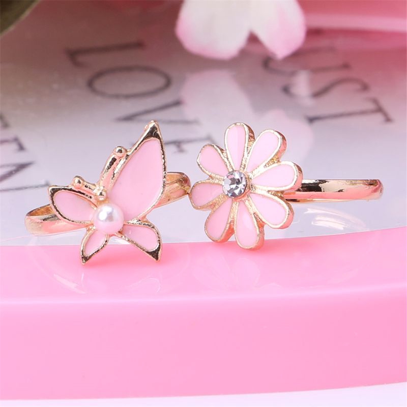 Set 5 nhẫn đồ chơi thiết kế trang trí hoạt hình dễ thương cho bé