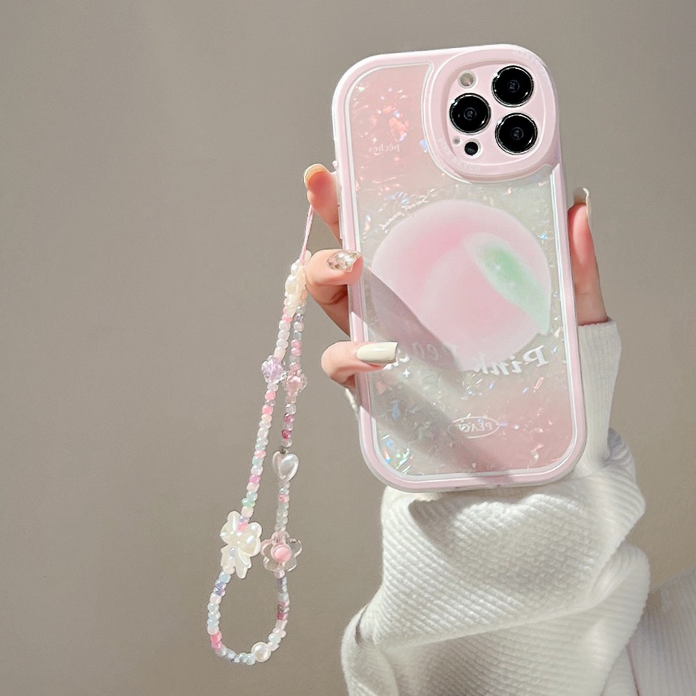 Ốp Điện Thoại TPU Mềm Chống Sốc Hình Quả Đào Có Dây Đeo Cho iPhone 11 12 13 Pro max mini XS max xr 7 8 se2020 plus