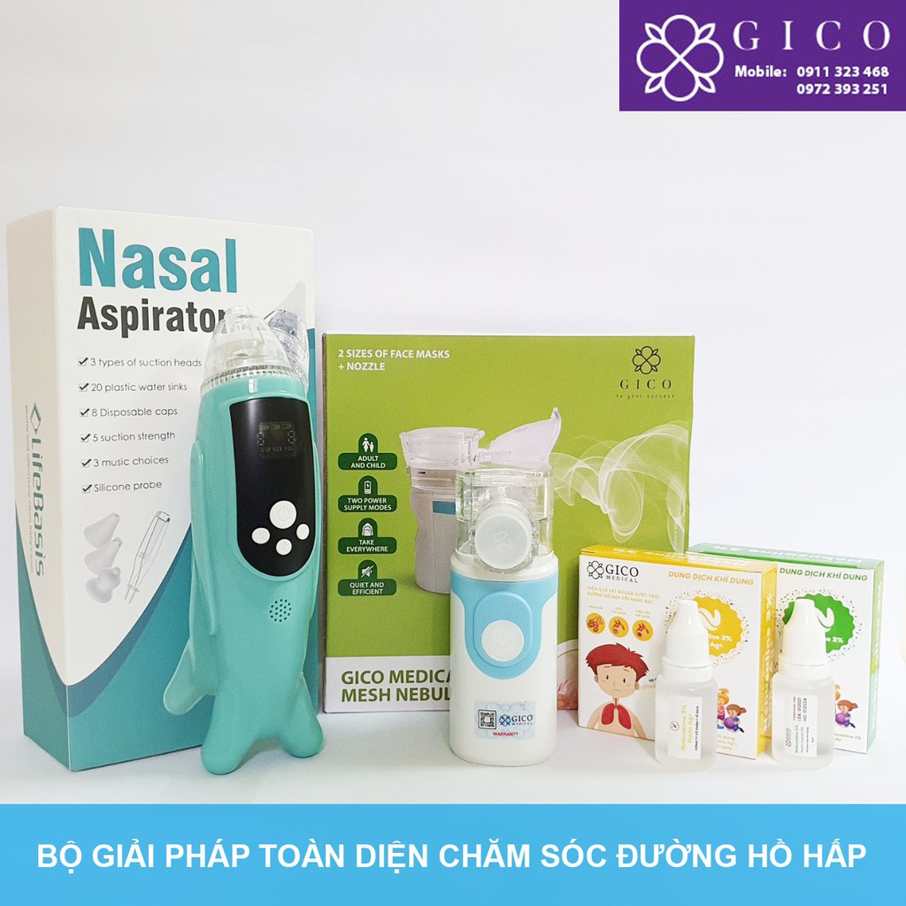 Nước muối ưu trương NEBUSALINE 3% ION BẠC, nước muối KHÍ DUNG nhỏ mũi hỗ trợ trị viêm xoang, phế quản(3 lọ x 15ml)