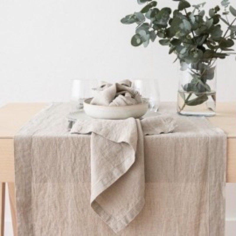 Tấm trải trang trí bàn ăn table runner vải linen 1 lớp kiểu dáng vintage