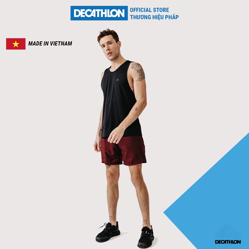 Áo thun thể thao tank top nam run dry DECATHLON chuyên chạy bộ, nhanh khô - đen