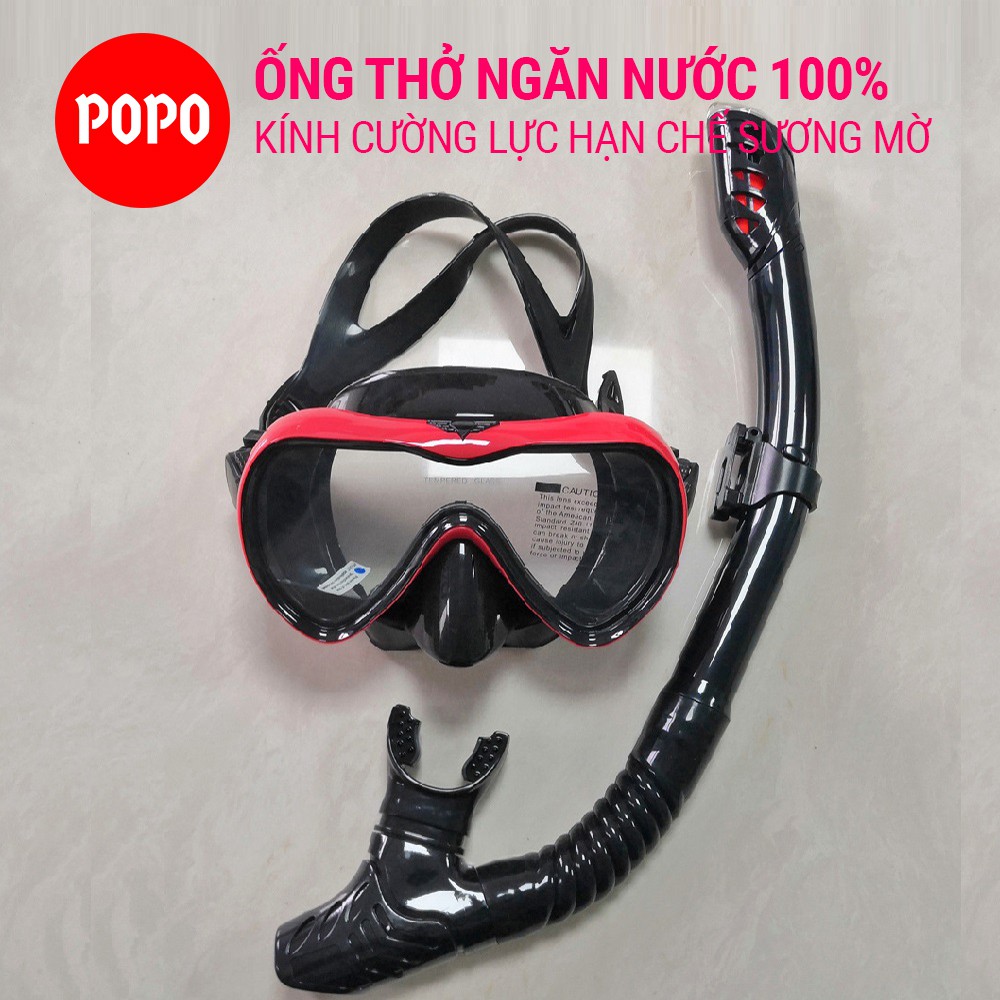 Kính lặn ống thở lặn biển POPO với mắt kiếng lặn cường lưc, cản tia UV (309)