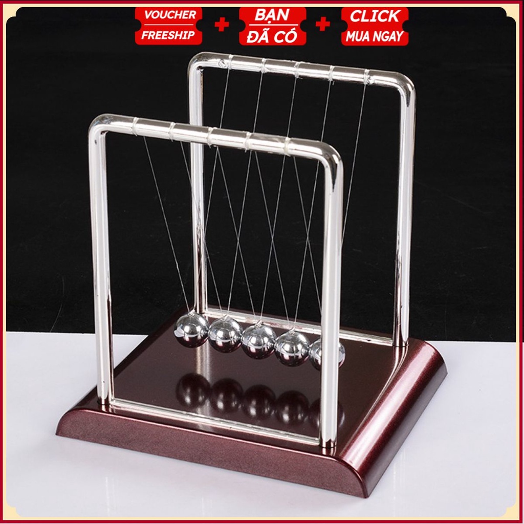 QUẢ LẮC Định Luật Vật Lí Newton Inox - Đồ Chơi Khoa Học Để Bàn Size 9Cm - 13.5Cm