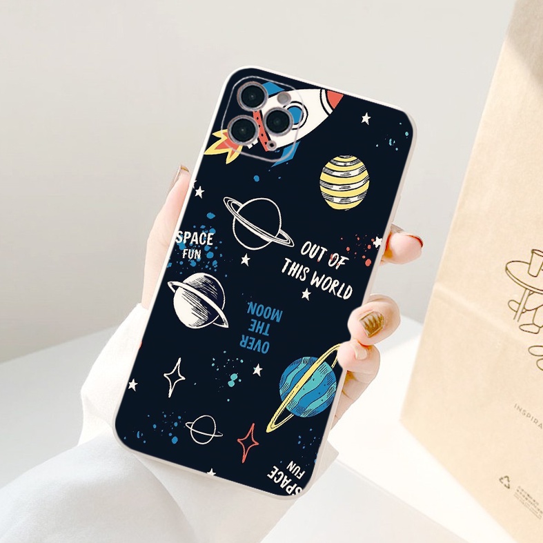 Ốp lưng iphone 12 hình tên lửa và các hành tinh cho iPhone 13 Pro Max 12 7 8 Plus Xs Xr 11 Pro Max 6 Plus XR XS X 12pro