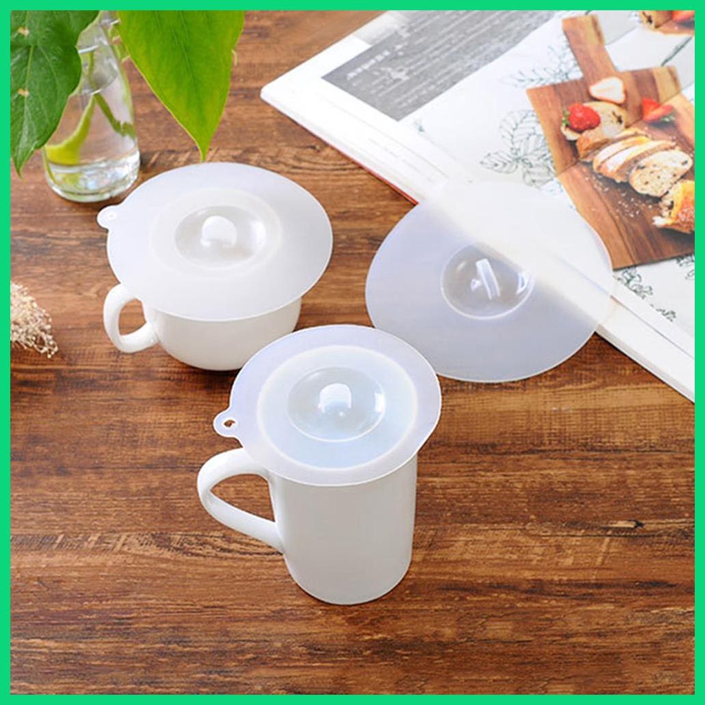 Nắp Đậy Cốc Nước Nóng/Lạnh Bằng Silicon Trong Suốt Chịu Nhiệt Có Nắp Đậy Kín Khí