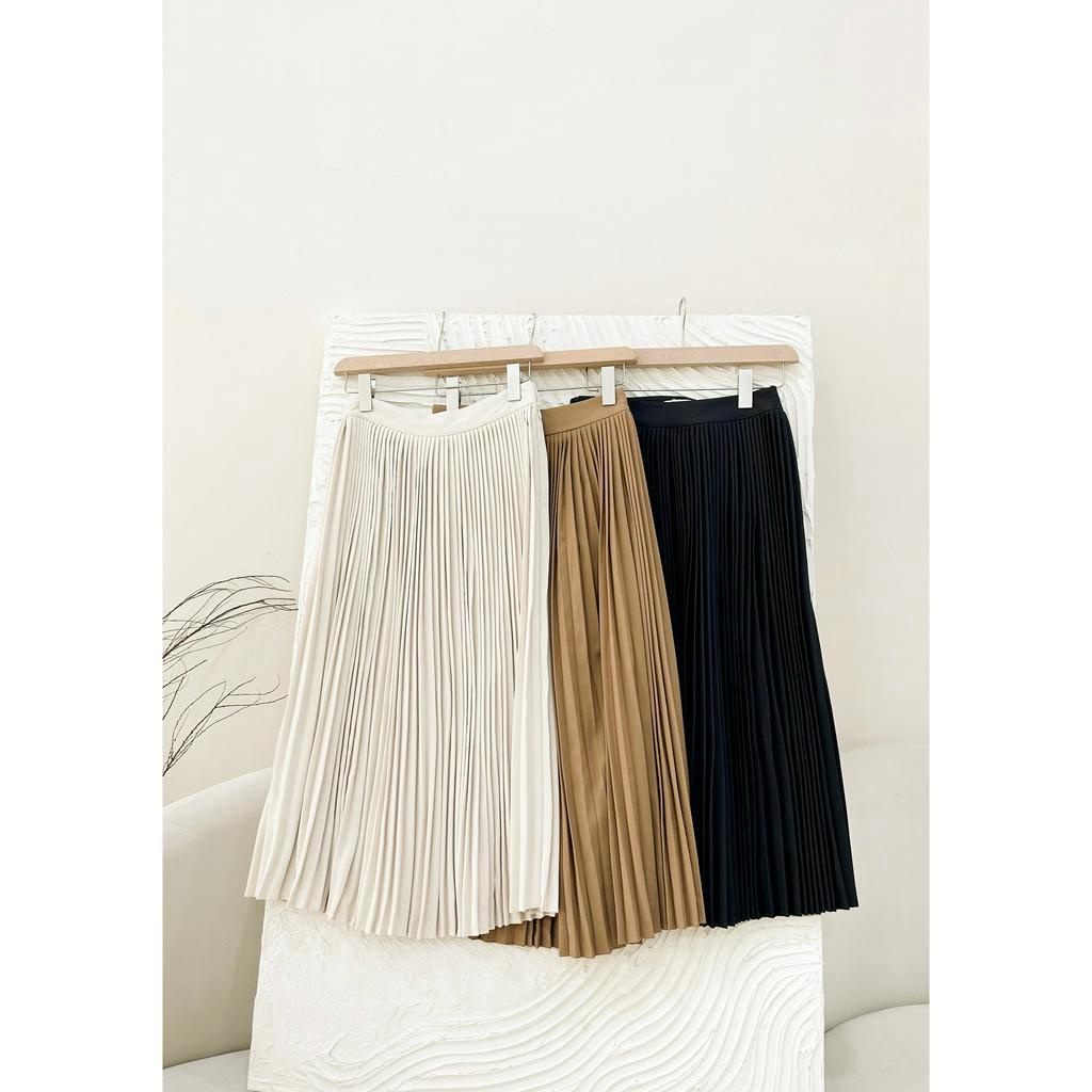 Chân váy xếp li CHARMO dáng dài chất lụa mịn Pleated Skirt