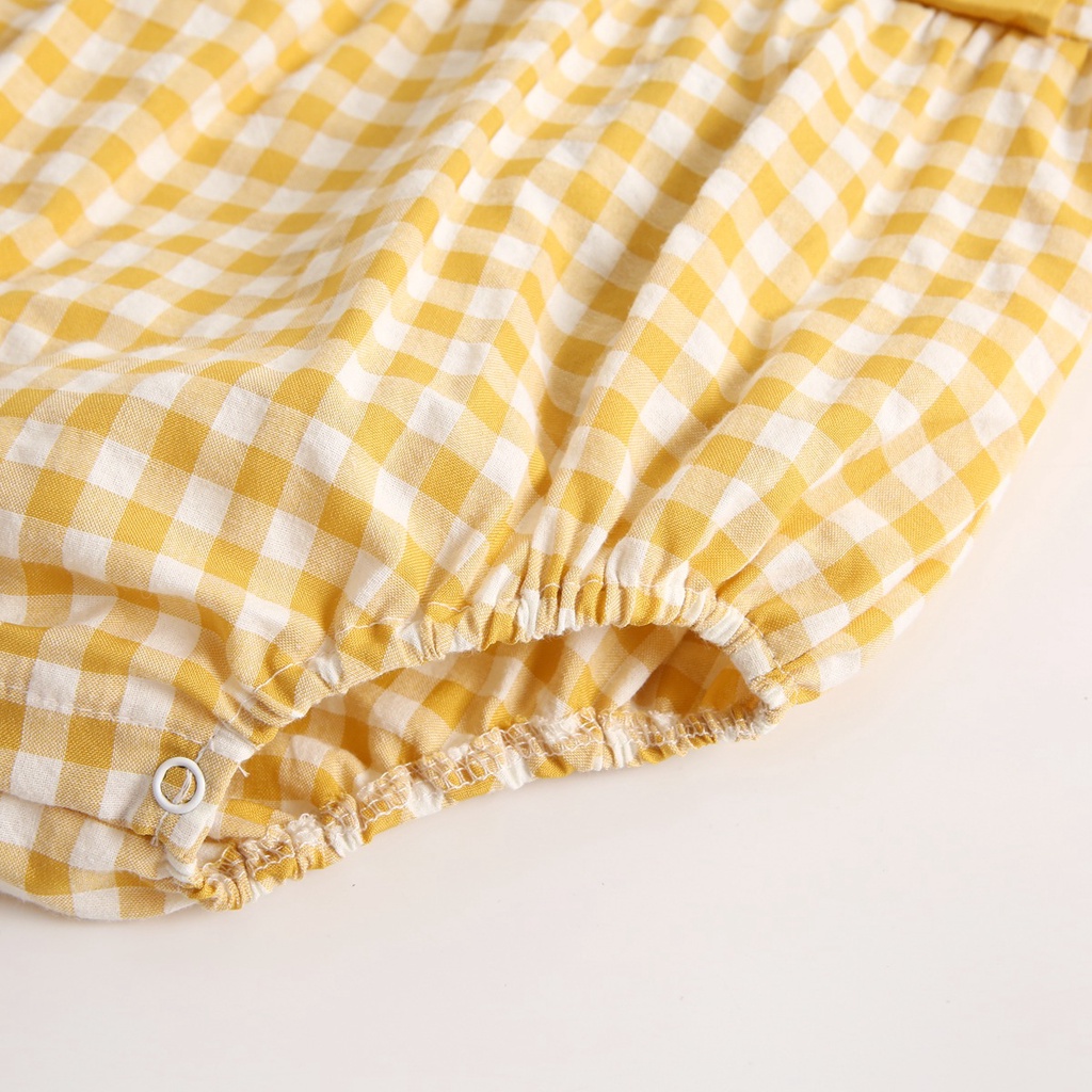 Áo liền quần SANLUTOZ tay dài họa tiết kẻ sọc ca rô xinh xắn dành cho bé gái