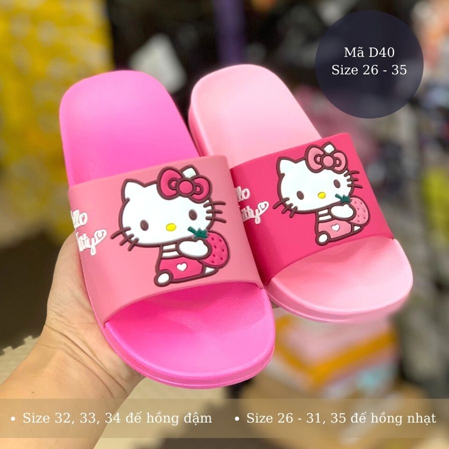 Dép bé gái cho trẻ em học sinh 3  -10 tuổi hình hello kitty Model 2021 quai ngang, đi trong nhà chống trơn trượt D40