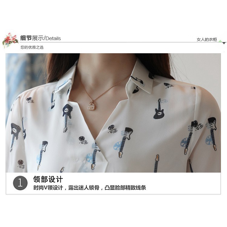 Áo nữ dài tay cổ bẻ bằng vải chiffon thời trang Hàn Quốc | BigBuy360 - bigbuy360.vn