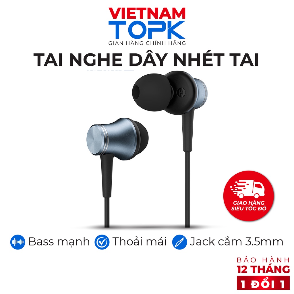 Tai nghe nhét tai có dây TOPK F38 - Âm thanh Stereo Jack cắm 3.5 Vỏ kim loại - Hàng chính hãng Bảo hành 12 tháng 1 đổi 1