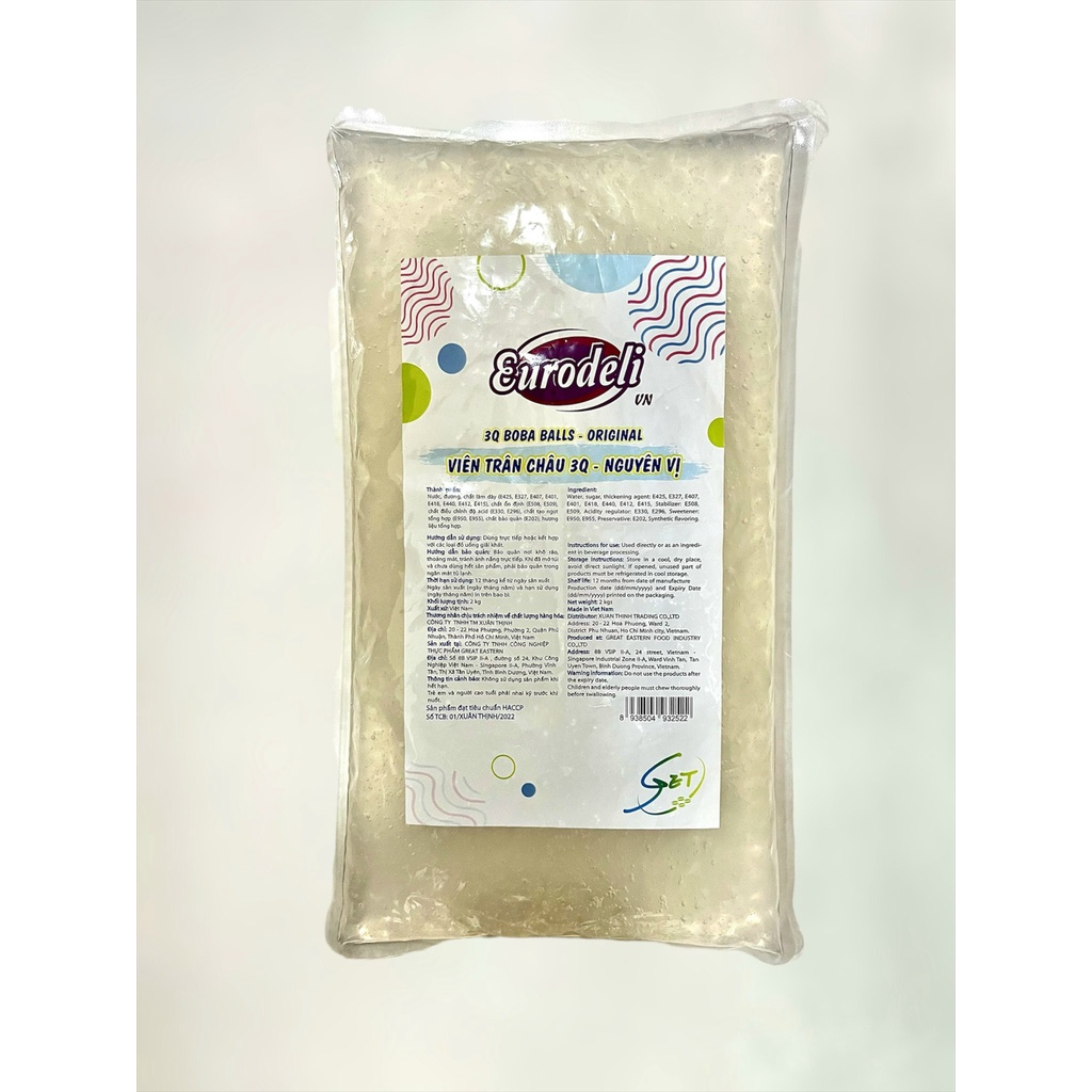 Viên Trân Châu 3Q Boba Ball - Nguyên Vị - Eurodeli VN