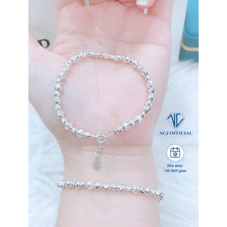 Lắc tay bạc nữ, bi phay cao cấp, lấp lánh - ncj silver lt0002