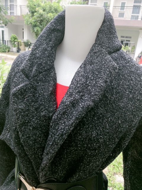 Áo khoát dạ dáng dài màu xám combo15