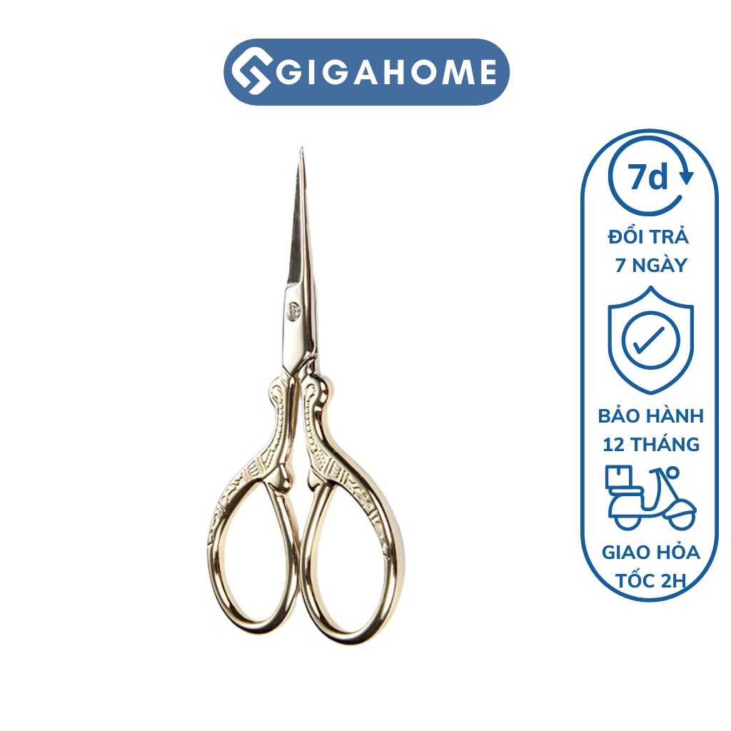 Kéo Cắt Tỉa Lông Mày, Lông Mi GIGAHOME Siêu Bén Họa Tiết Chim Hạc 9848