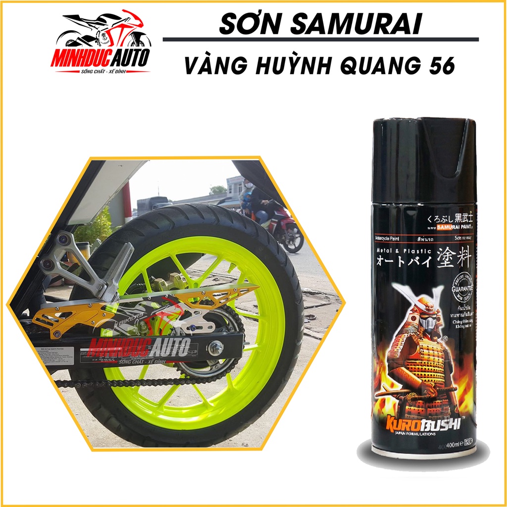Sơn Samurai màu vàng huỳnh quang 56 - chai sơn xịt cao cấp nhập khẩu từ Malaysia