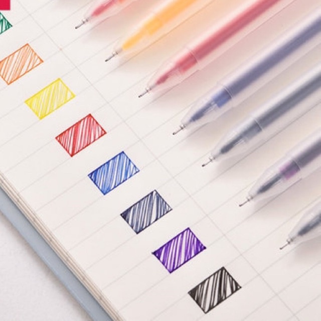 Bút mực gel 0.5mm nhiều màu Deli cute nắp đậy dùng để viết calligraphy trang trí sổ dễ thương nét chữ đẹp cao cấp  A119