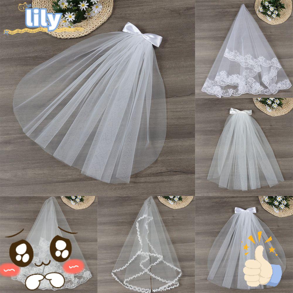 ☆LILY☆ Wedding Accessories Wedding Veil White Ivory Women's Tulle Bridal Veil New Two Layer Elegant Short Simple Photo Veil Lace Edge With Comb