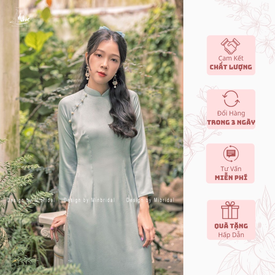 Ao Dai Lụa Tây Thi Dáng Cách Tân 2 Tà Màu Xanh Ngọc-Ao Dài Min | BigBuy360 - bigbuy360.vn