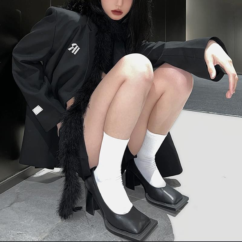 Giày Cao Gót Mũi Vuông Phong Cách Thời Trang Pháp Dành Cho Nữ