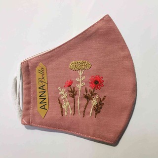 Khẩu Trang Vải Linen Thêu Tay mẫu hoa AN14
