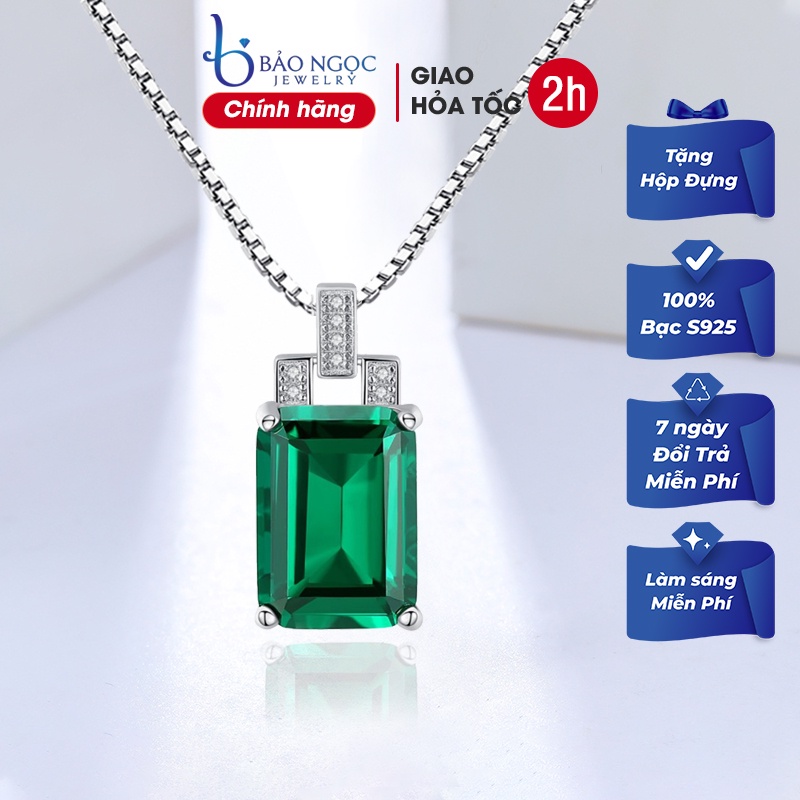 Dây Chuyền Bạc Nữ S925 Đá Màu Xanh Lục M-1456 Bảo Ngọc Jewelry