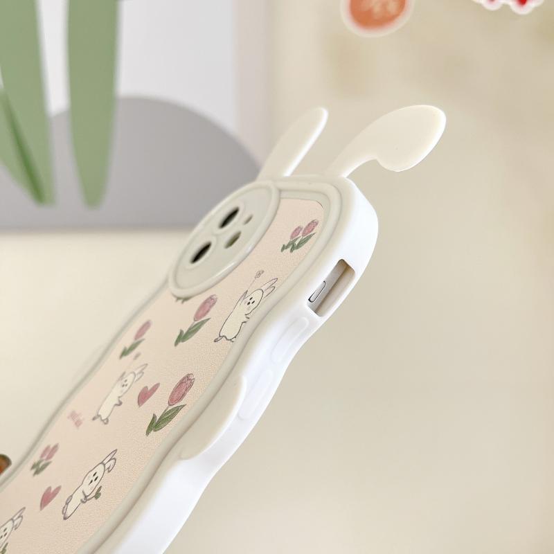 Ốp Điện Thoại Mềm Chống Rơi Họa Tiết Tai Thỏ Ba Chiều Cho Iphone 11 12 13 14promax 14plus Xsmax