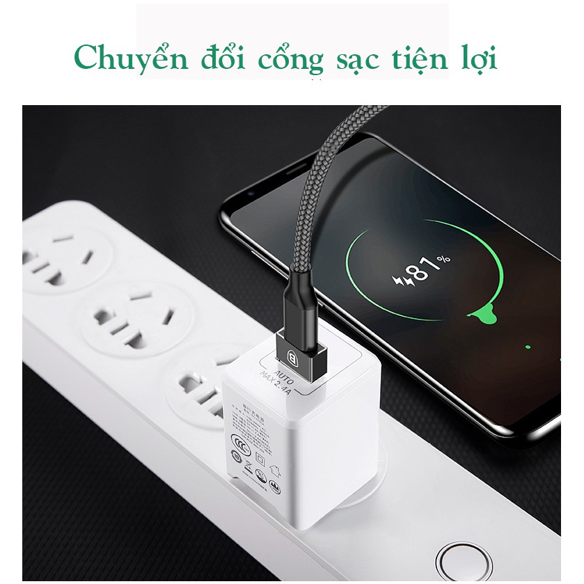 [Mã ELORDER5 giảm 10K đơn 20K] Đầu chuyển đổi OTG Baseus từ USB sang Type C dùng sạc và truyền dữ liệu,LAN