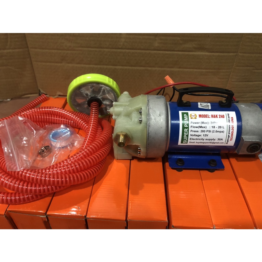 Máy bơm tăng áp cao cấp 12v 240w model 240 siêu khỏe