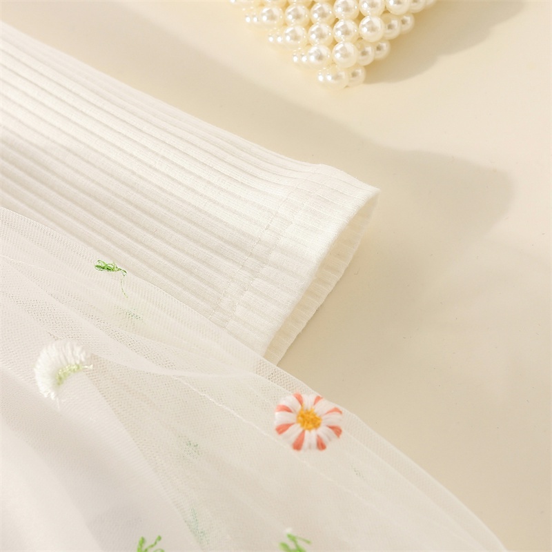 Đầm Công Chúa Tay Dài Phối Lưới Thêu Hoa Dễ Thương Thời Trang Xuân Thu Cho Bé Gái