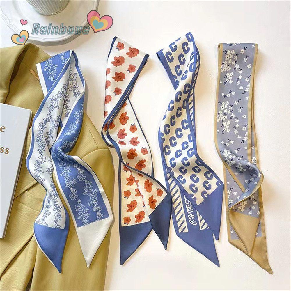 Khăn Lụa Cột Tóc Màu Cầu Vồng Đa Năng Thời Trang Cho Nữ