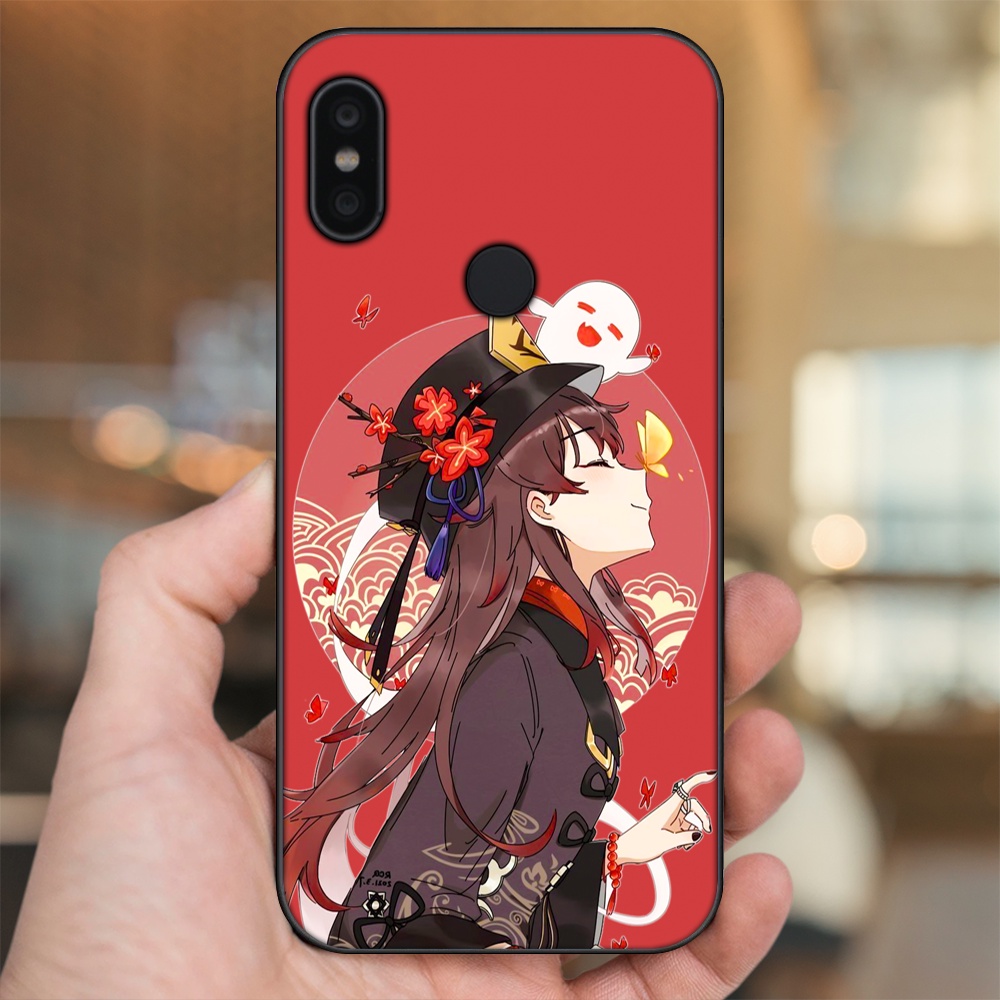 Ốp lưng Xiaomi Redmi Note 6 Pro viền đen in hình Hutao Genshin Impact