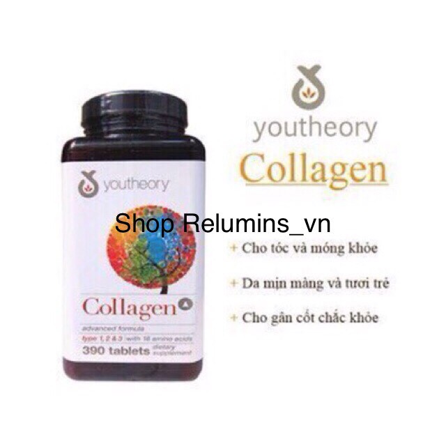 Collagen Youtheory 390 viên type 1 2 & 3 hàng Mỹ