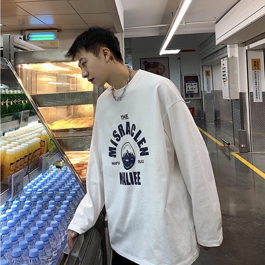 Áo thun tay dài nam nữ form rộng 2N Unisex phông cotton in Naliee màu xanh/trắng/đen