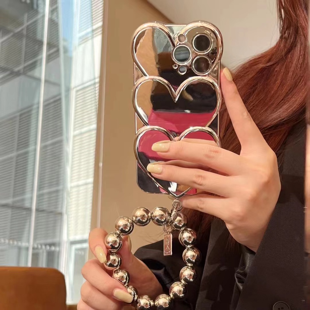 Ốp Điện Thoại Mềm Màu Bạc Họa Tiết Trái Tim Cho iPhone 11 11promax 12 12pro 12promax 13 13pro 13promax