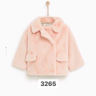 Áo khoác lông zara lót kẻ cho bé gái