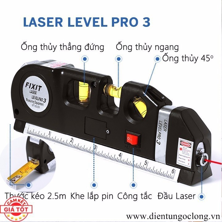 Combo Thước Kẻ Laser Level Pro 3 & Đồng Hồ Đo Điện DT830B