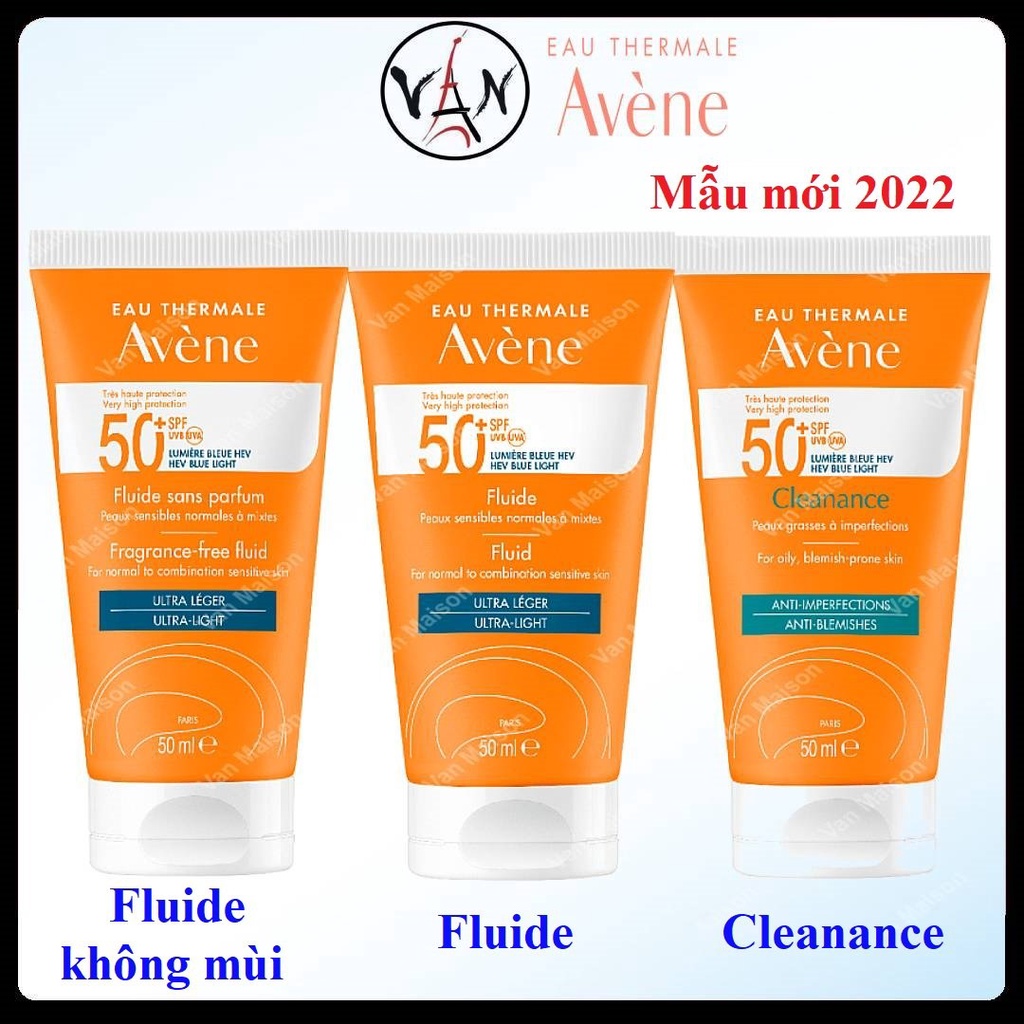 Kem chống nắng Avene Cleanance Fluide Fluid SPF50+ 50ml mẫu 2022 - Kem chống nắng Avene dành cho da dầu, da nhạy cảm