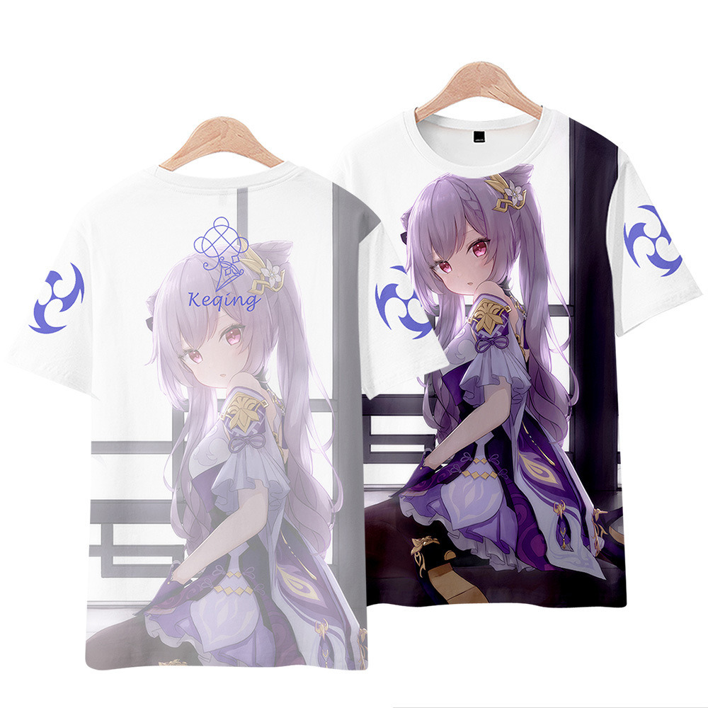 Áo Thun In Hoạ Tiết Genshin Impact Keqing Klee Diluc Cá Tính Cho Nam Và Nữ