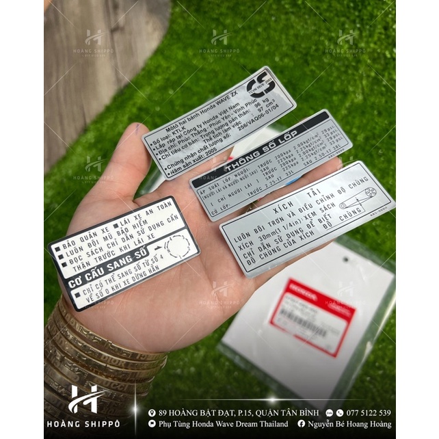 Bộ 4 miếng tem thông số wave Zx chính hãng Honda