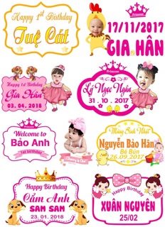 Bảng tên bé kèm chibi