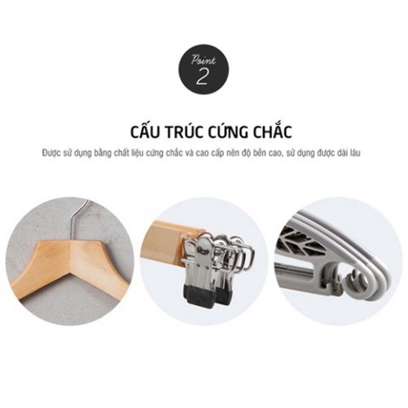 Bộ Móc Treo Quần Áo Váy Ettom Bằng Gỗ Lock&amp;Lock