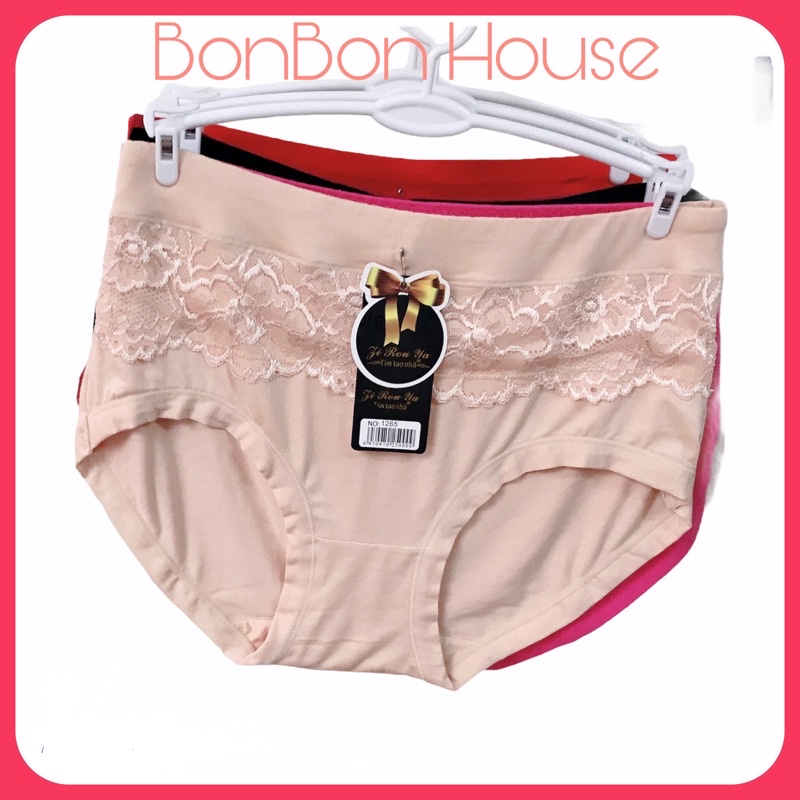 Quần lót cotton ren lưng cao fom to