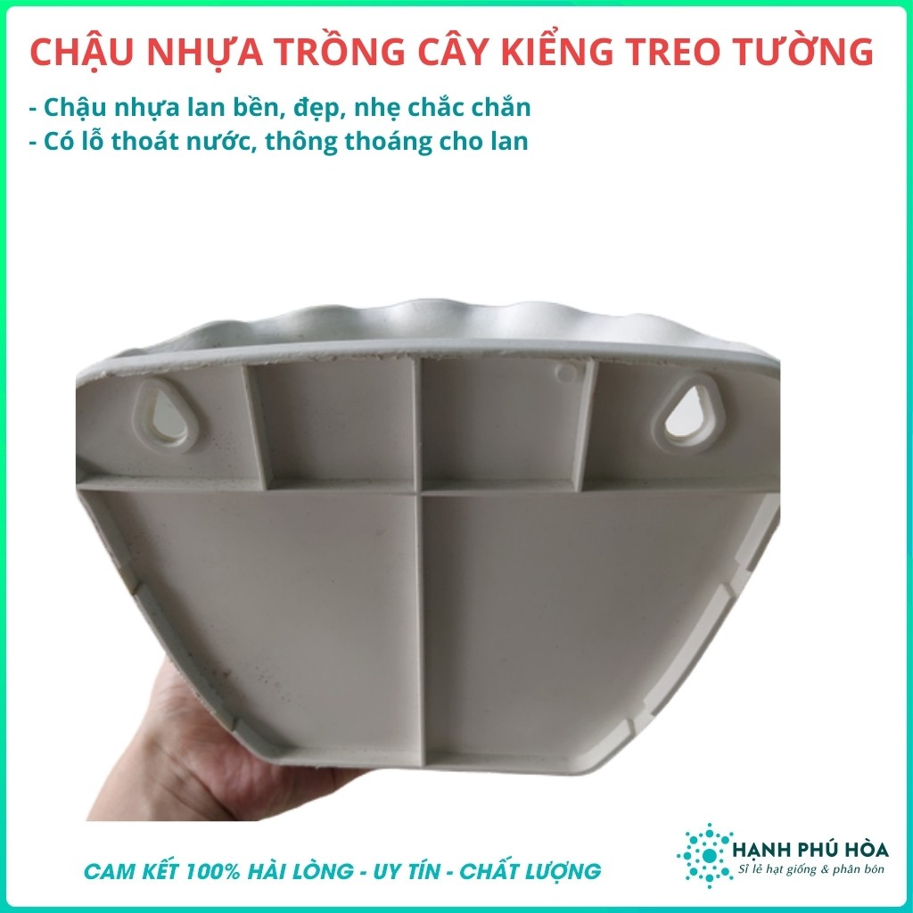 Bộ 3 Chậu Nhựa Ốp Treo Tường Trồng Hoa Lan, Cây Hoa Kiểng - Chậu Nhựa, Đẹp, Nhẹ, Chắc Chắn, Có Lỗ Thoát Nước